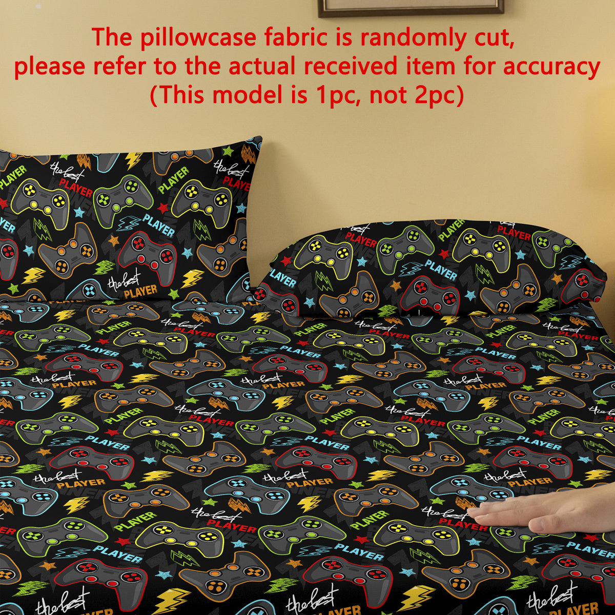 Modern Gamer Print Pillowcase Soft Cozy Envelope Closure Machine Washable Bedroom Decor