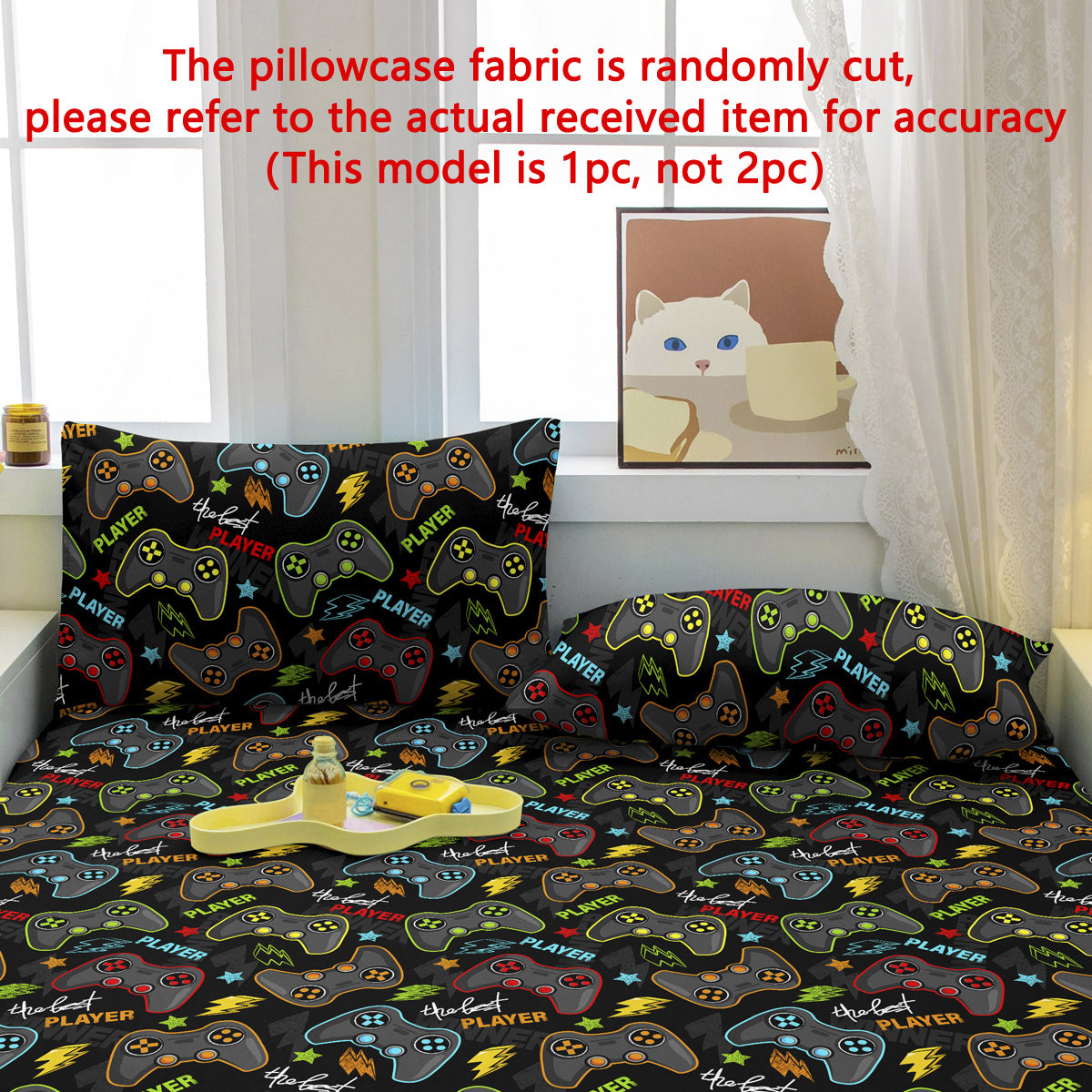 Modern Gamer Print Pillowcase Soft Cozy Envelope Closure Machine Washable Bedroom Decor