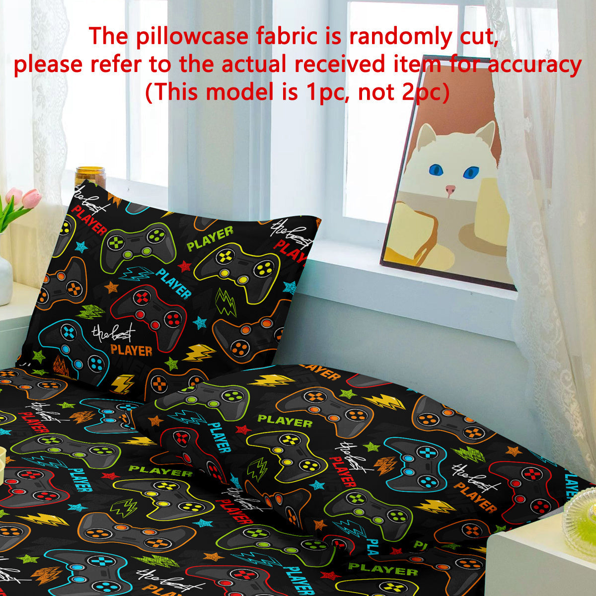 Modern Gamer Print Pillowcase Soft Cozy Envelope Closure Machine Washable Bedroom Decor
