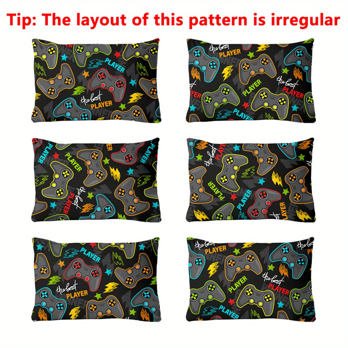 Modern Gamer Print Pillowcase Soft Cozy Envelope Closure Machine Washable Bedroom Decor