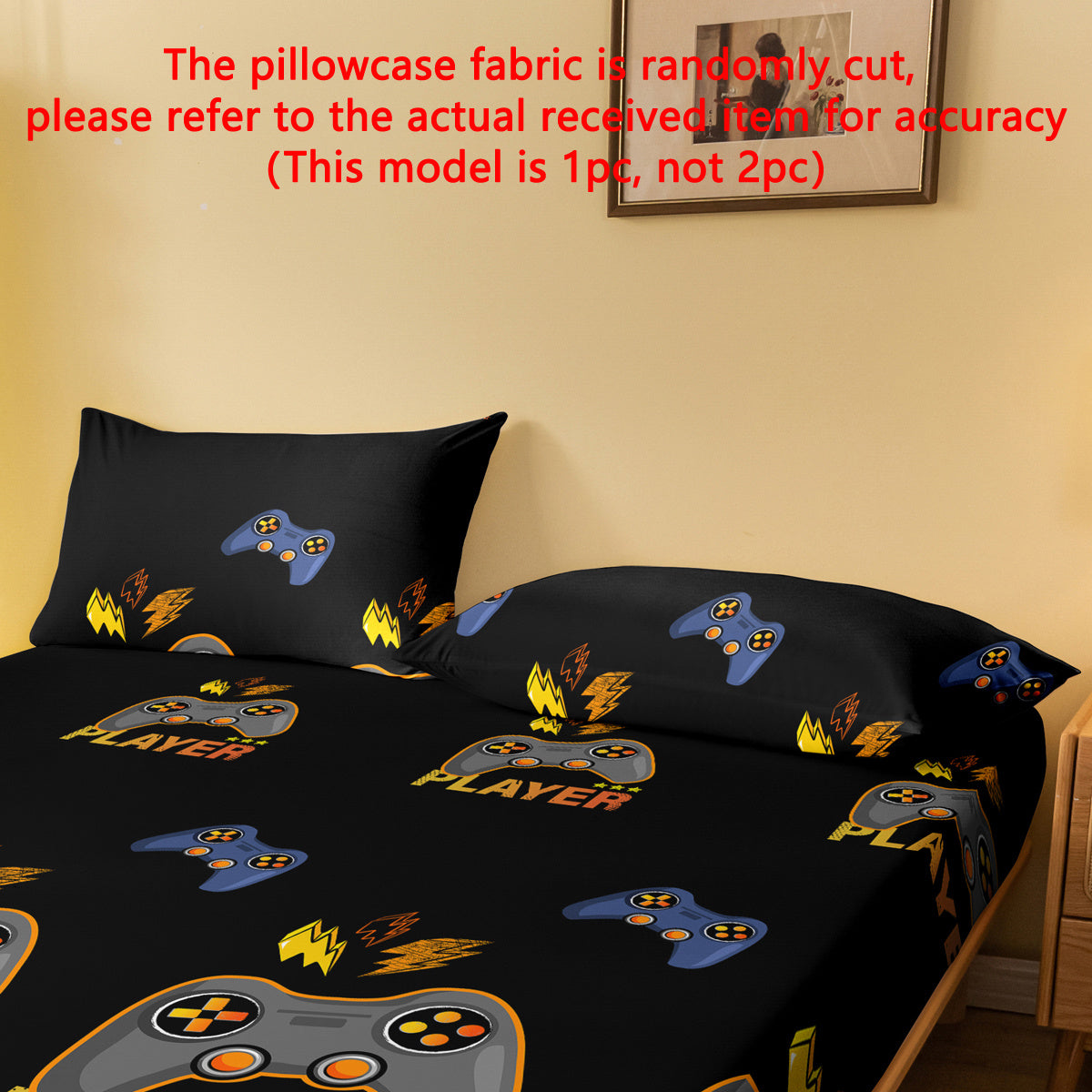 Black Pattern Printed Brushed Pillowcase for Bedroom Soft and Comfortable Bedding