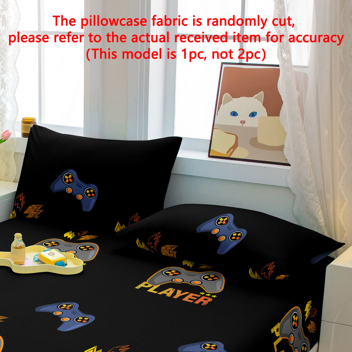 Black Pattern Printed Brushed Pillowcase for Bedroom Soft and Comfortable Bedding