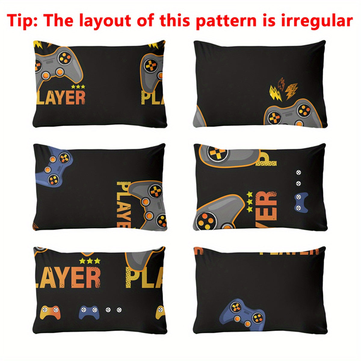 Black Pattern Printed Brushed Pillowcase for Bedroom Soft and Comfortable Bedding