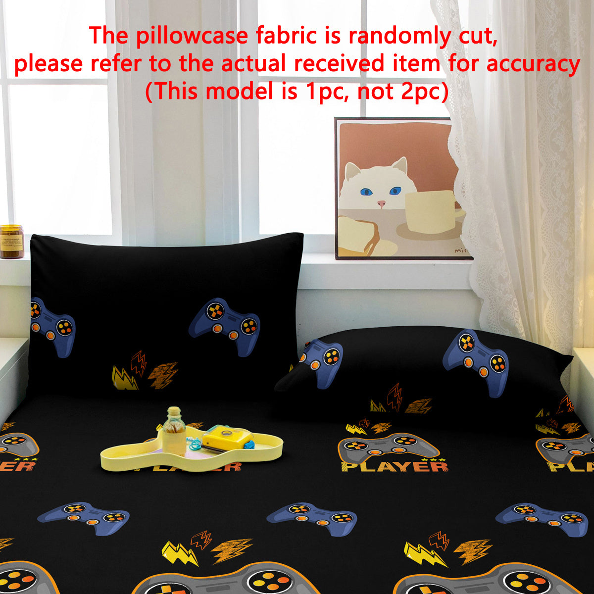 Black Pattern Printed Brushed Pillowcase for Bedroom Soft and Comfortable Bedding