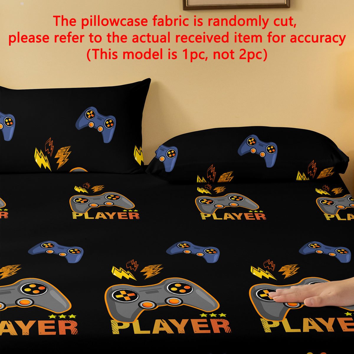 Black Pattern Printed Brushed Pillowcase for Bedroom Soft and Comfortable Bedding