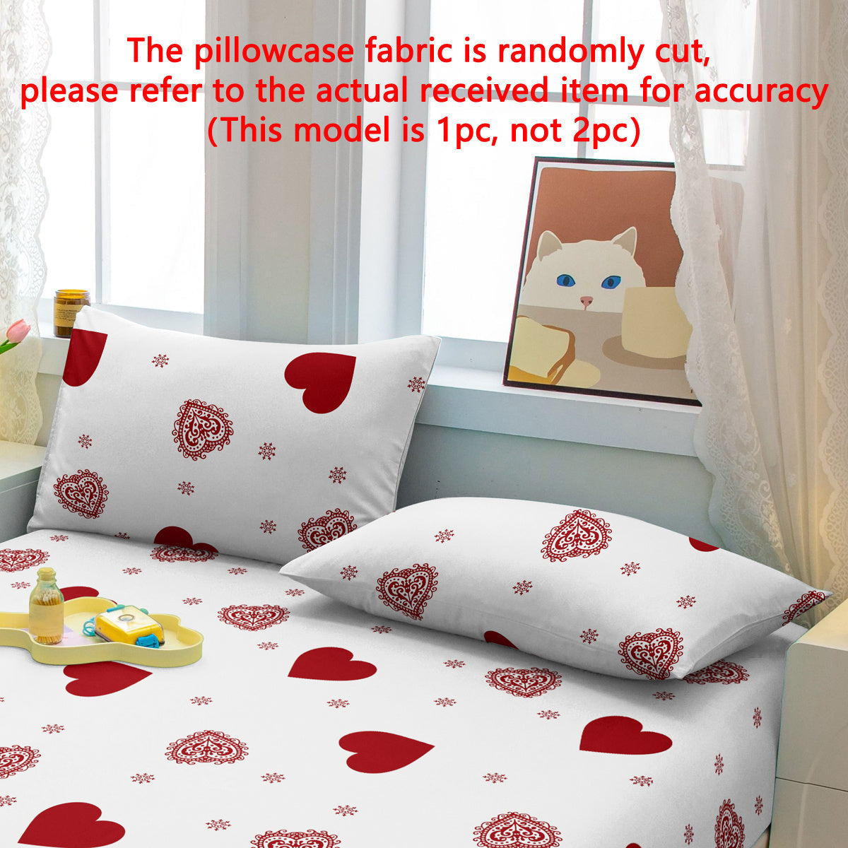 Soft Fleece Pillowcase with Pocket Closure, Heart Geometric White Pattern for Bedroom