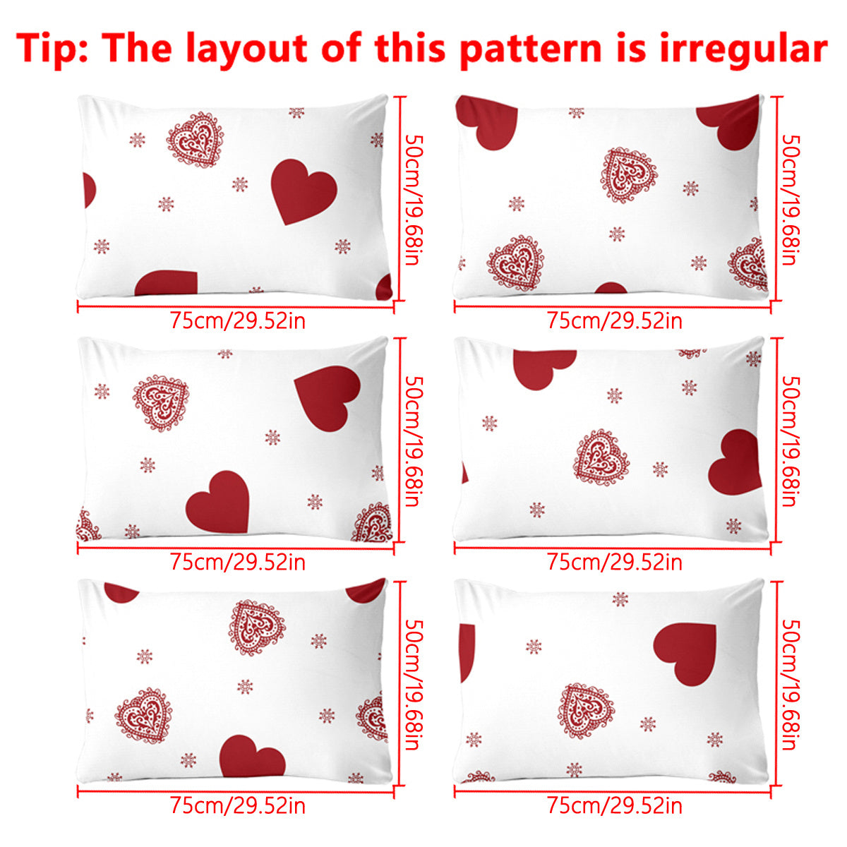 Soft Fleece Pillowcase with Pocket Closure, Heart Geometric White Pattern for Bedroom