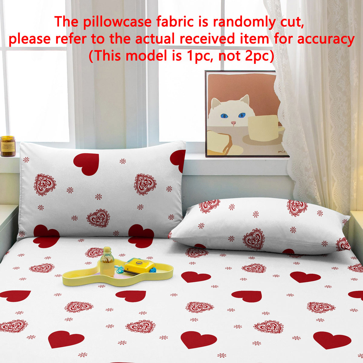 Soft Fleece Pillowcase with Pocket Closure, Heart Geometric White Pattern for Bedroom