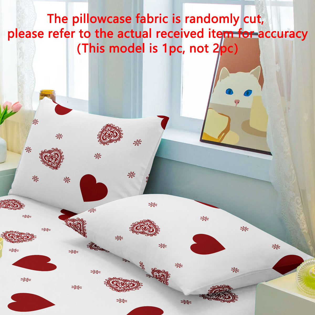 Soft Fleece Pillowcase with Pocket Closure, Heart Geometric White Pattern for Bedroom