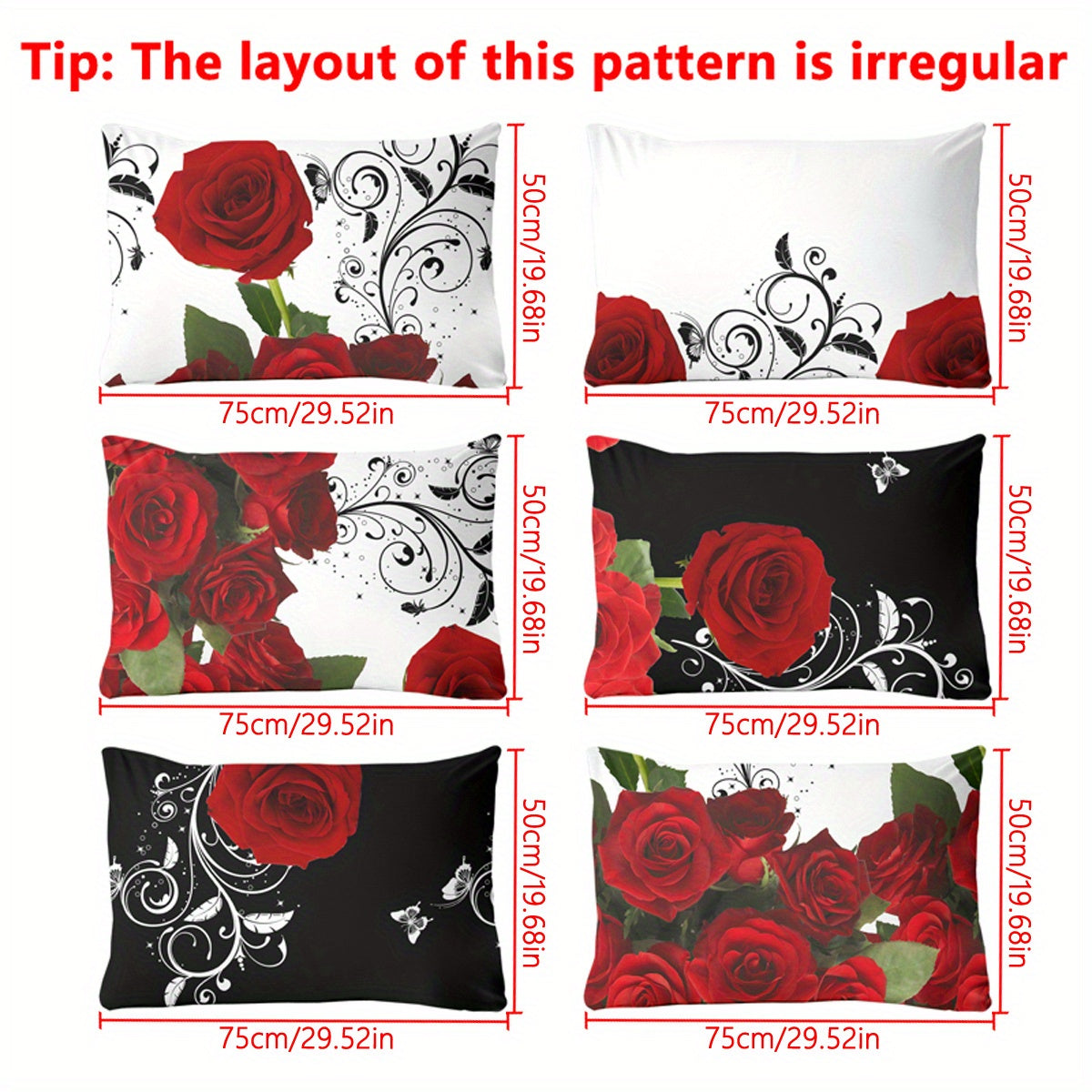 Serene Retreat Pillowcase Red Rose Floral Soft Brushed Fabric Envelope Closure