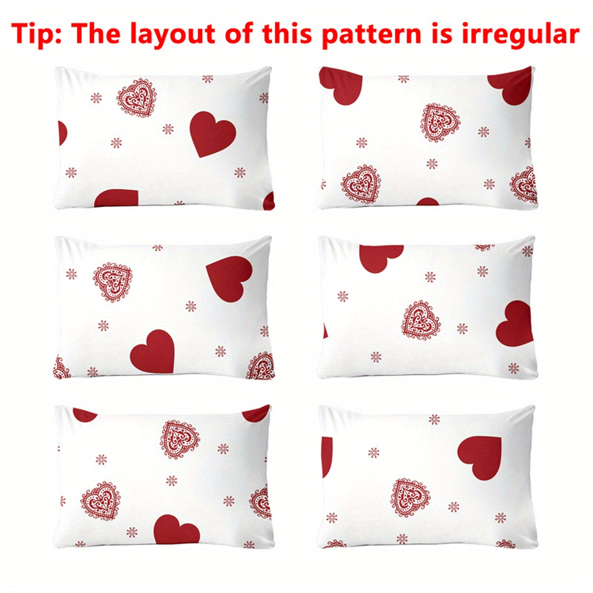 Soft Fleece Pillowcase with Pocket Closure, Heart Geometric White Pattern for Bedroom