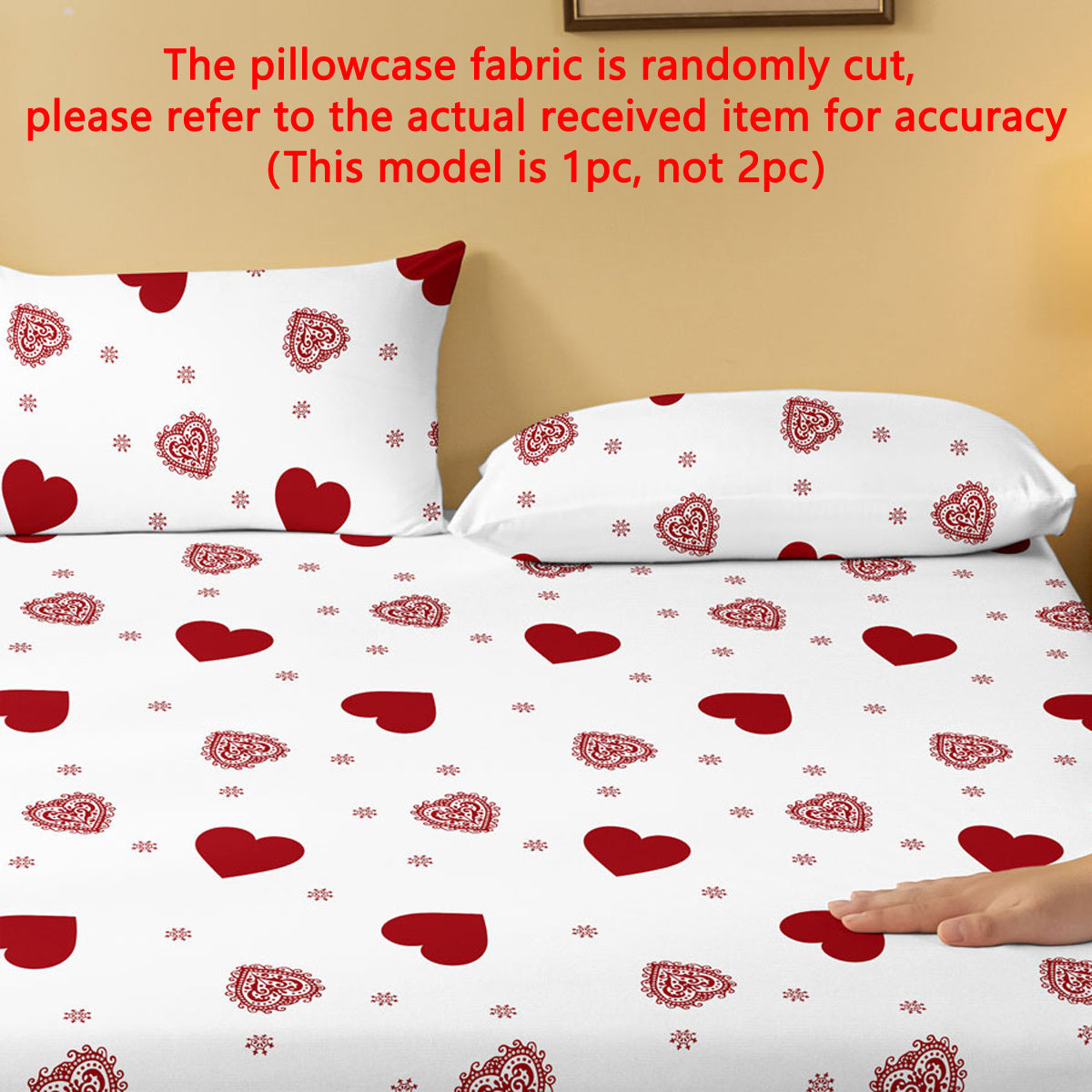 Soft Fleece Pillowcase with Pocket Closure, Heart Geometric White Pattern for Bedroom