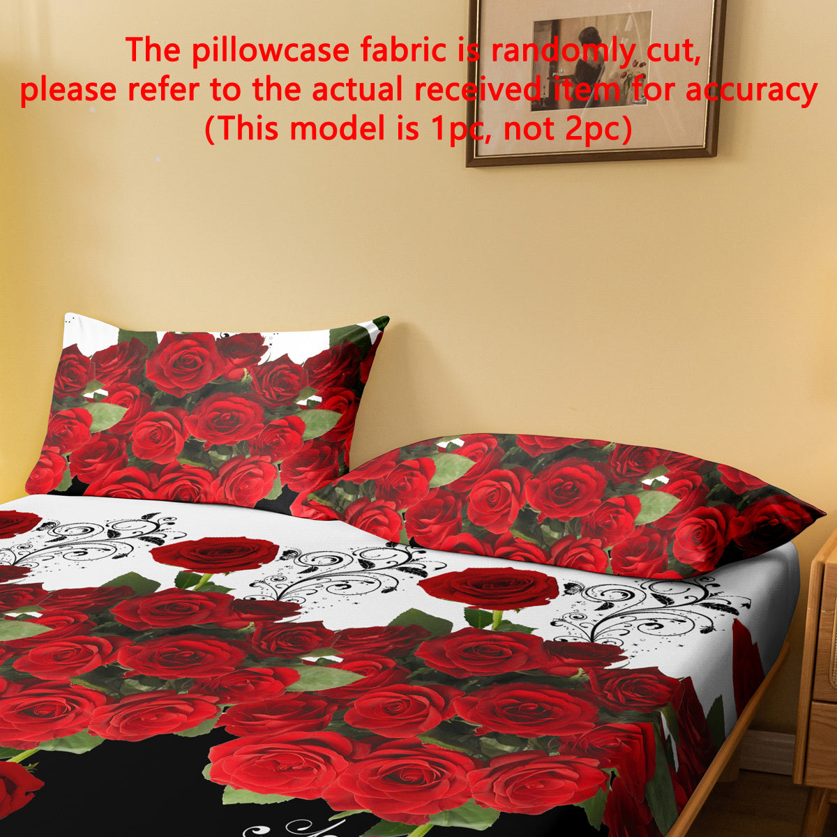 Serene Retreat Pillowcase Red Rose Floral Soft Brushed Fabric Envelope Closure