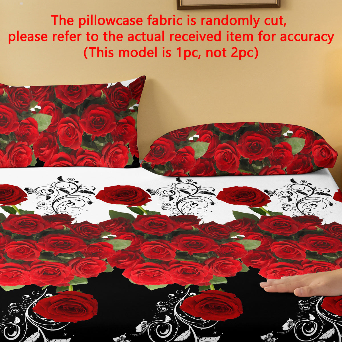 Serene Retreat Pillowcase Red Rose Floral Soft Brushed Fabric Envelope Closure