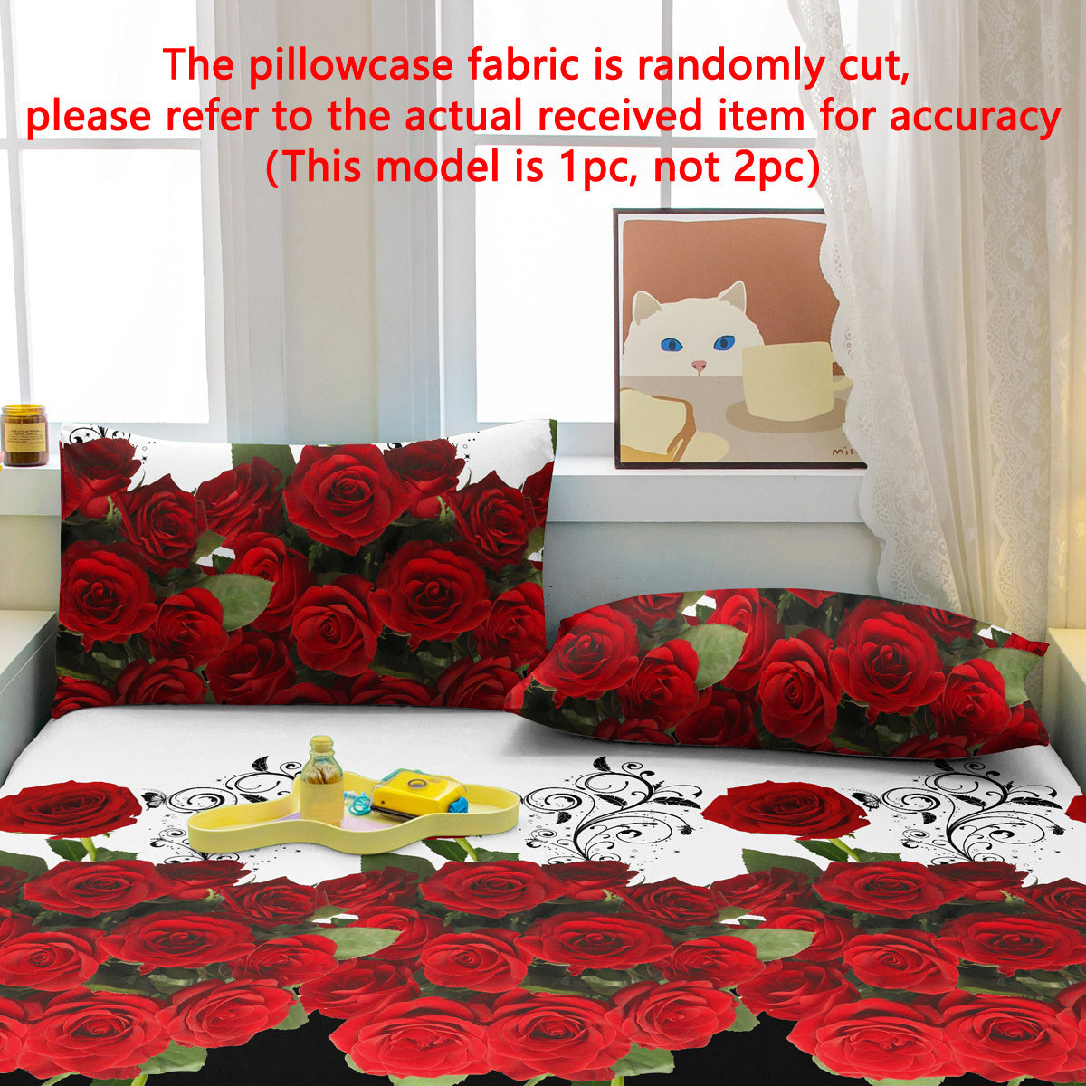 Serene Retreat Pillowcase Red Rose Floral Soft Brushed Fabric Envelope Closure