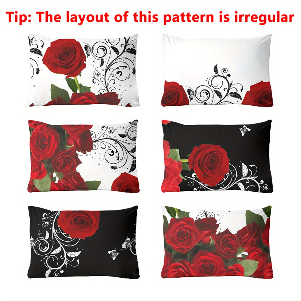 Serene Retreat Pillowcase Red Rose Floral Soft Brushed Fabric Envelope Closure