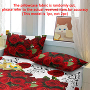 Serene Retreat Pillowcase Red Rose Floral Soft Brushed Fabric Envelope Closure