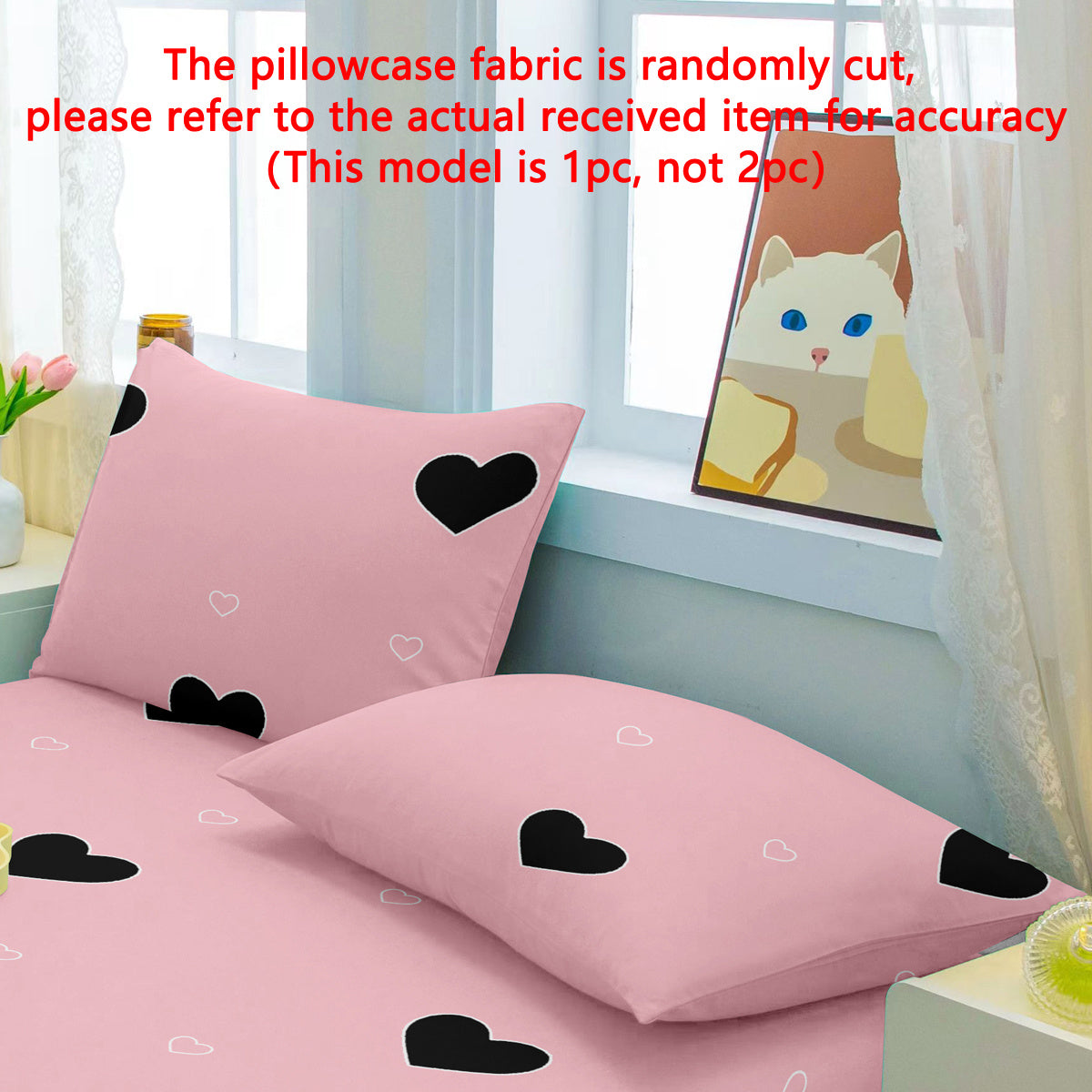 Geometric Heart Pattern Pillowcase Soft Brushed Polyester Quilted Woven Machine Washable