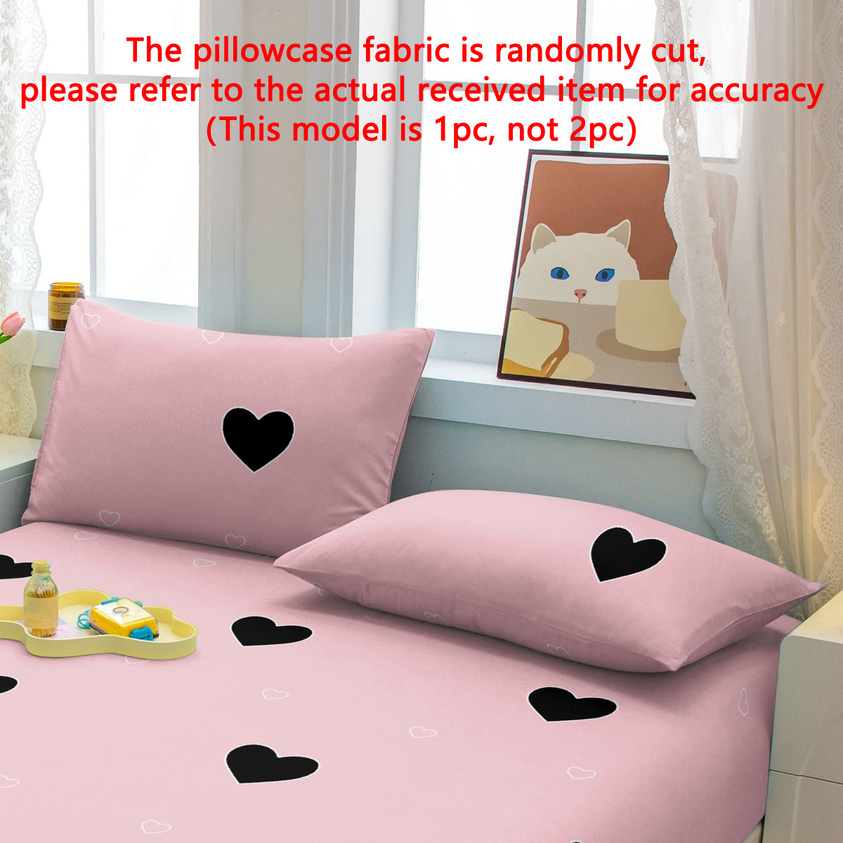 Geometric Heart Pattern Pillowcase Soft Brushed Polyester Quilted Woven Machine Washable