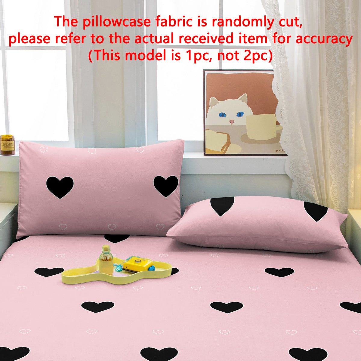 Geometric Heart Pattern Pillowcase Soft Brushed Polyester Quilted Woven Machine Washable