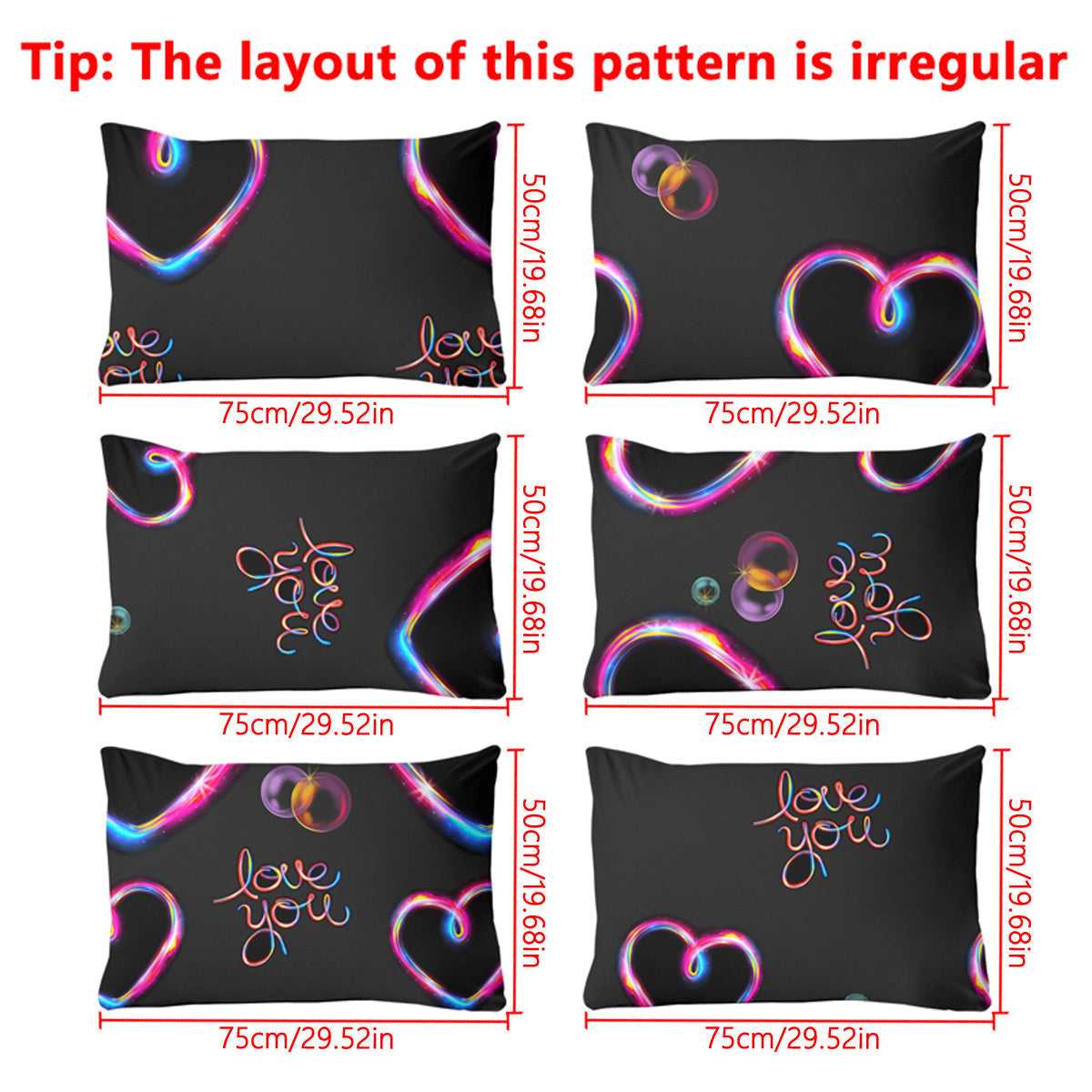 Geometric Heart Pattern Pillowcase Soft Bedroom Bedding with Pocket Sealing