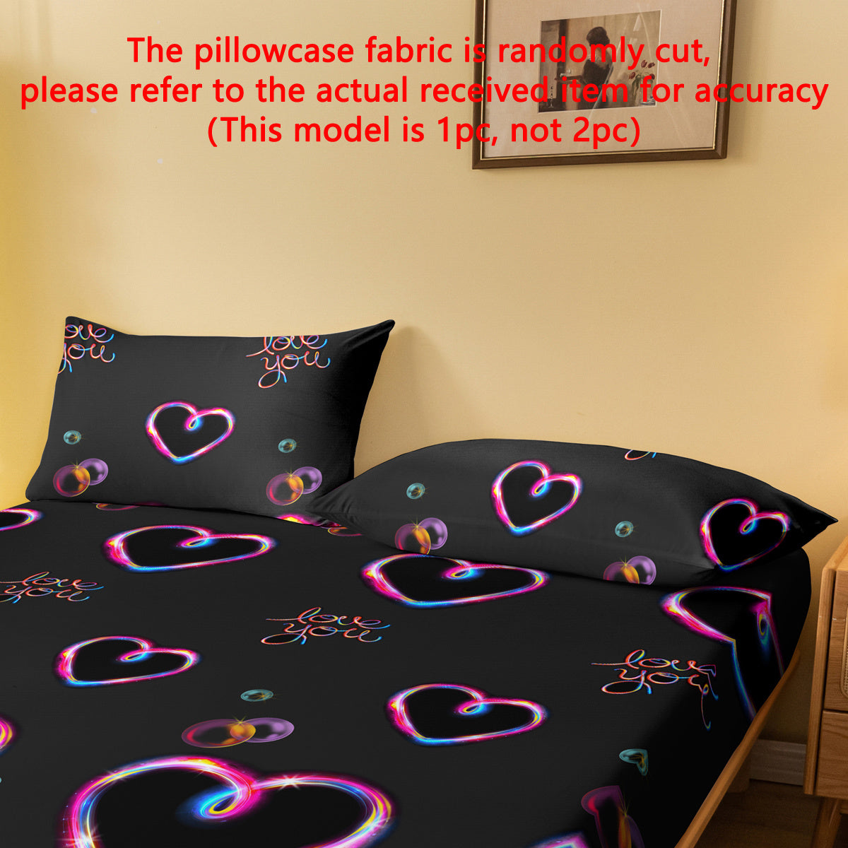 Geometric Heart Pattern Pillowcase Soft Bedroom Bedding with Pocket Sealing