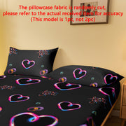 Geometric Heart Pattern Pillowcase Soft Bedroom Bedding with Pocket Sealing