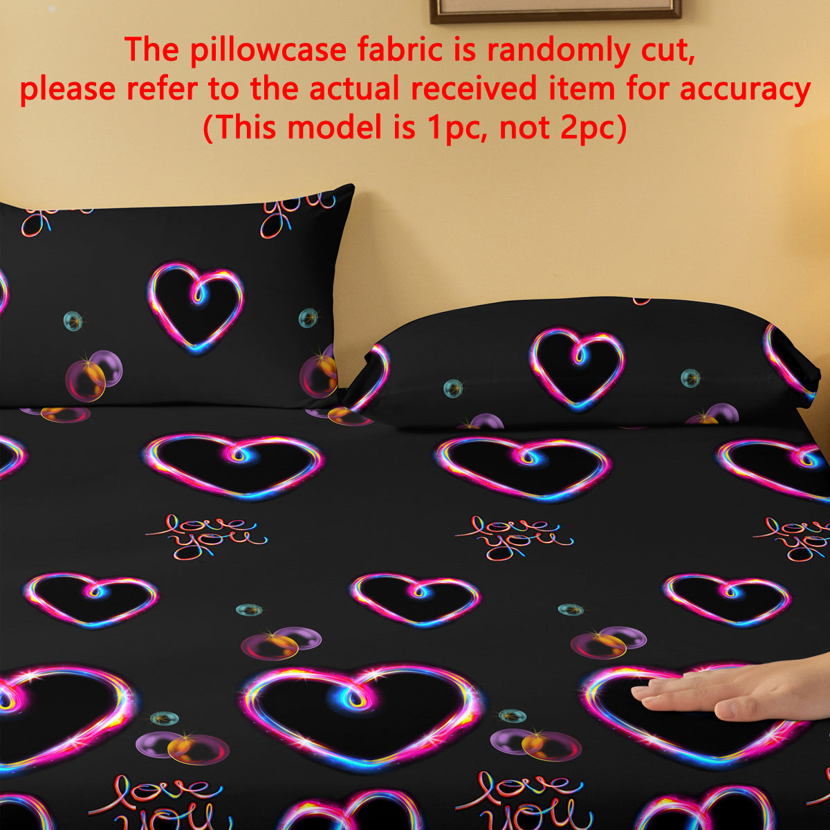 Geometric Heart Pattern Pillowcase Soft Bedroom Bedding with Pocket Sealing