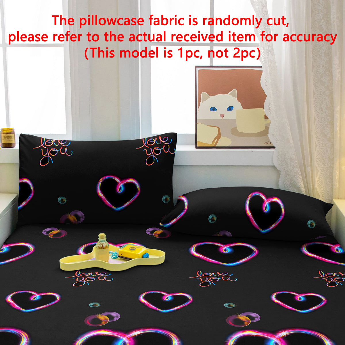 Geometric Heart Pattern Pillowcase Soft Bedroom Bedding with Pocket Sealing