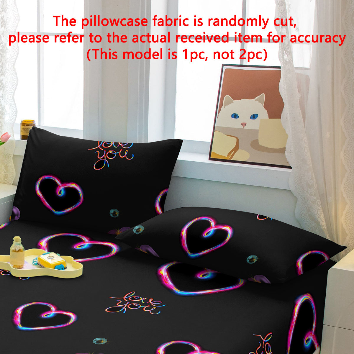 Geometric Heart Pattern Pillowcase Soft Bedroom Bedding with Pocket Sealing