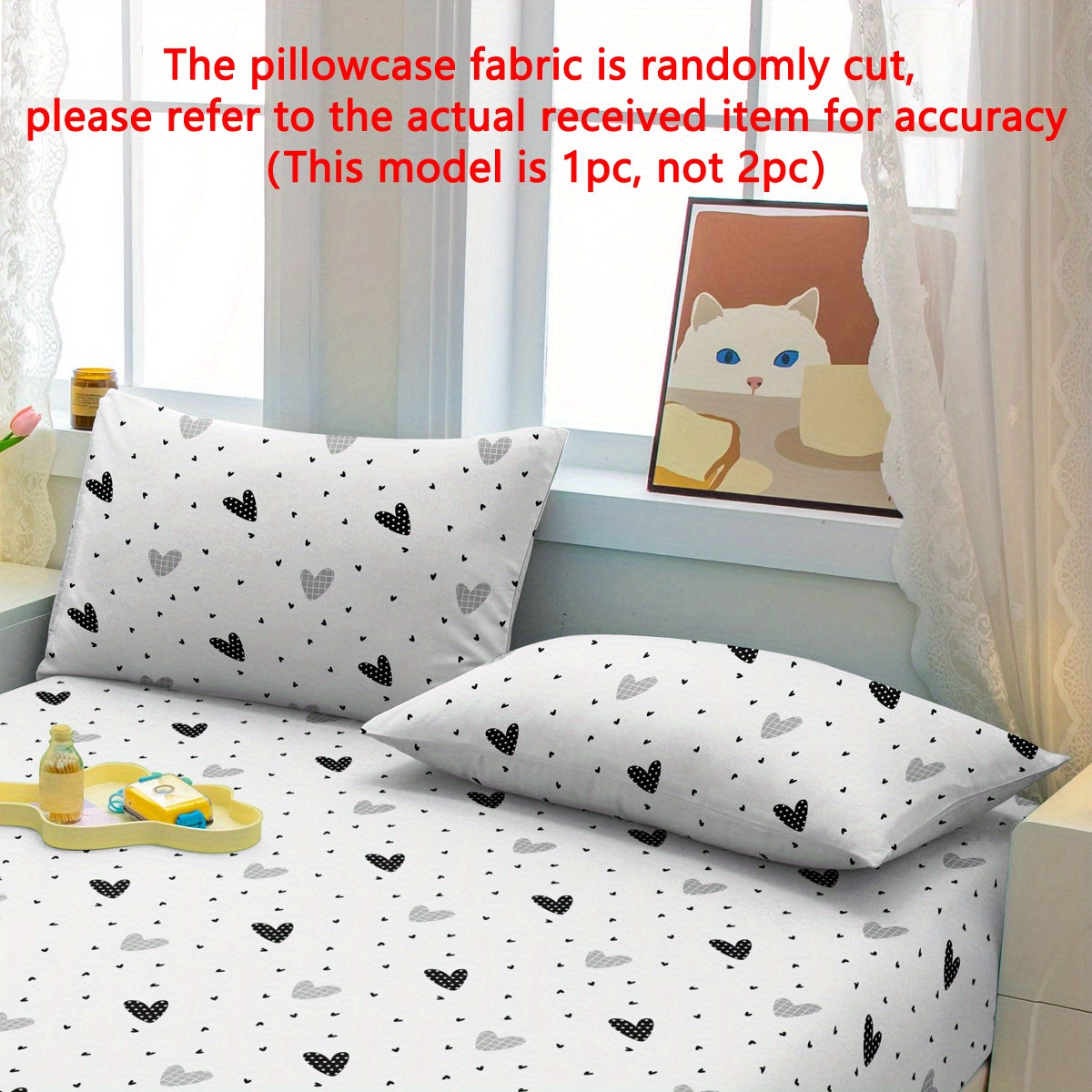 Soft Brushed Polyester Pillow Cover 75x50cm Geometric Heart Pattern Quilted Bedding