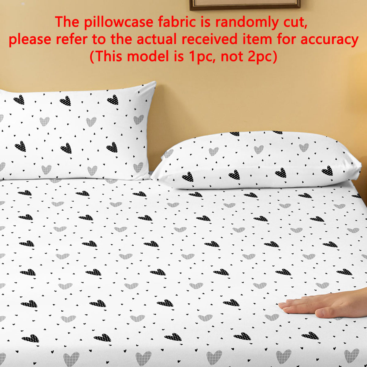 Soft Brushed Polyester Pillow Cover 75x50cm Geometric Heart Pattern Quilted Bedding