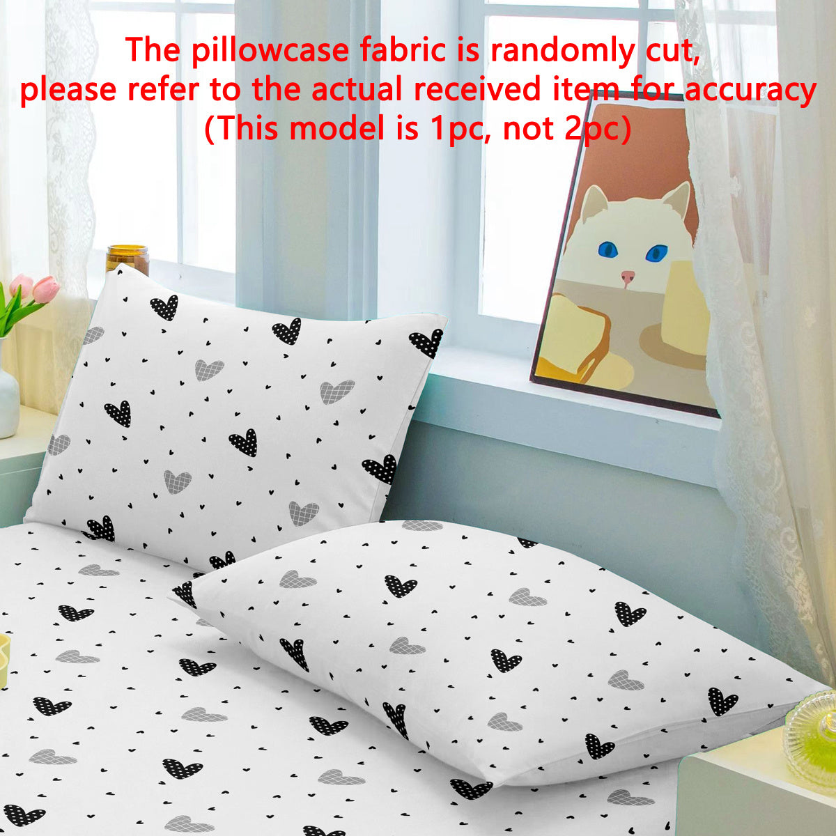 Soft Brushed Polyester Pillow Cover 75x50cm Geometric Heart Pattern Quilted Bedding