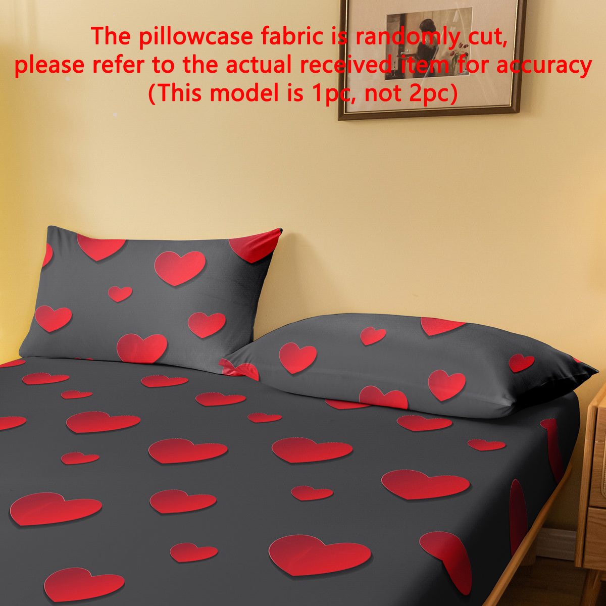 Geometric Print Pillowcase with Heart Design, Soft Fabric, 75cm x 50cm