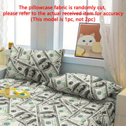 Soft Polyester Pillowcase with Dollar Dream Pattern, Quilted, Machine Washable