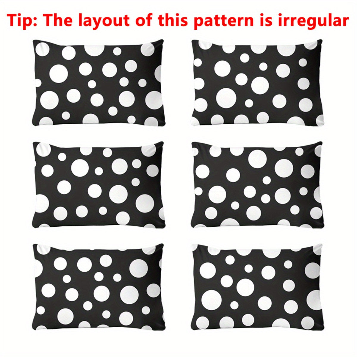 Monochrome Geometric Pillowcase with Polka Dots, Soft, 75x50cm Standard Size