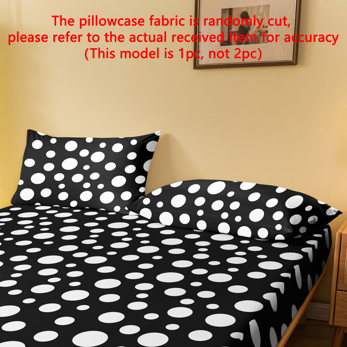 Monochrome Geometric Pillowcase with Polka Dots, Soft, 75x50cm Standard Size