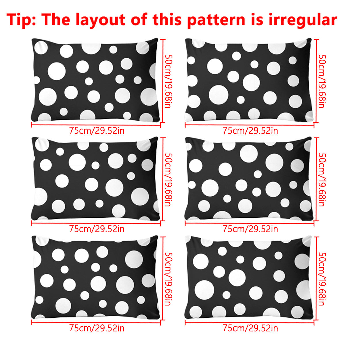 Monochrome Geometric Pillowcase with Polka Dots, Soft, 75x50cm Standard Size