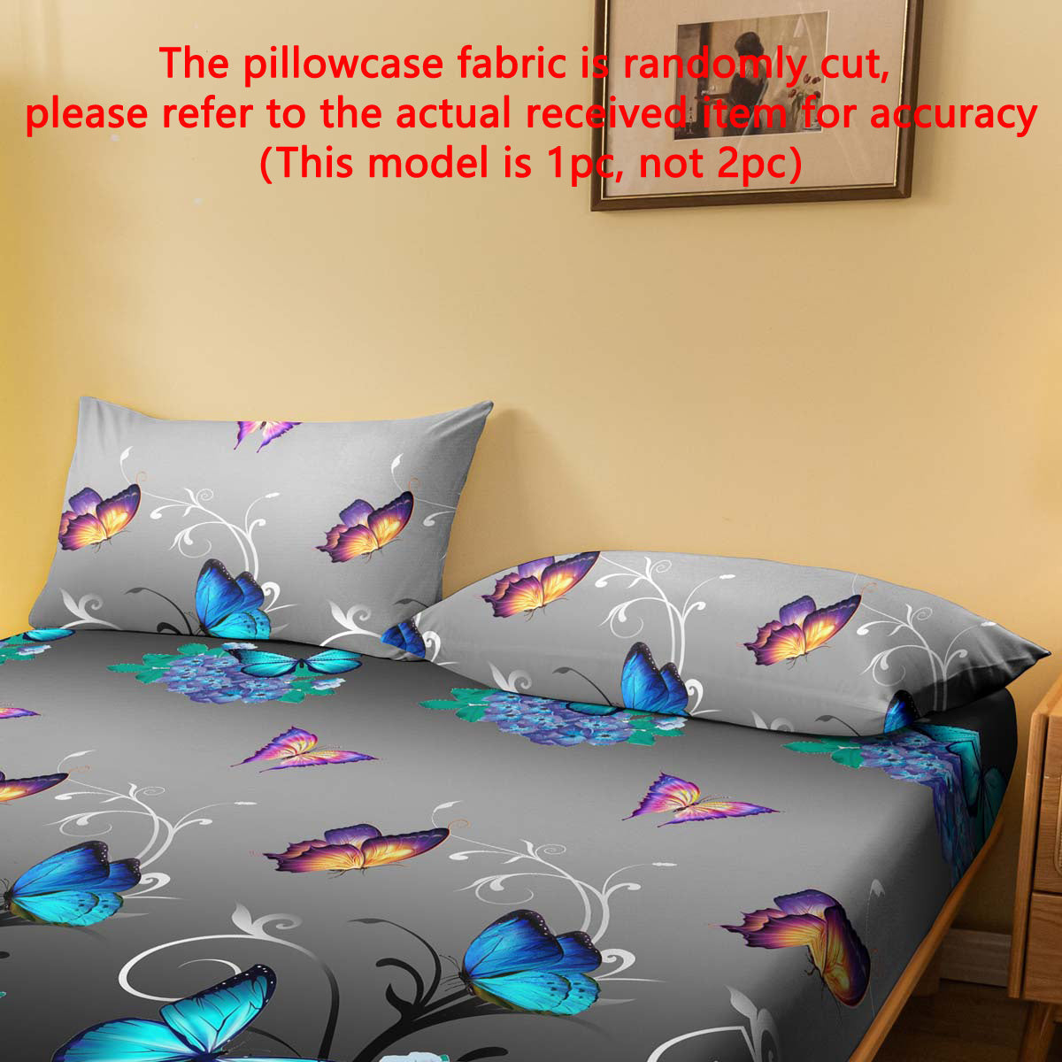 Soft Brushed Pillowcase with Floral Butterfly Print Machine Washable Bedroom Decor