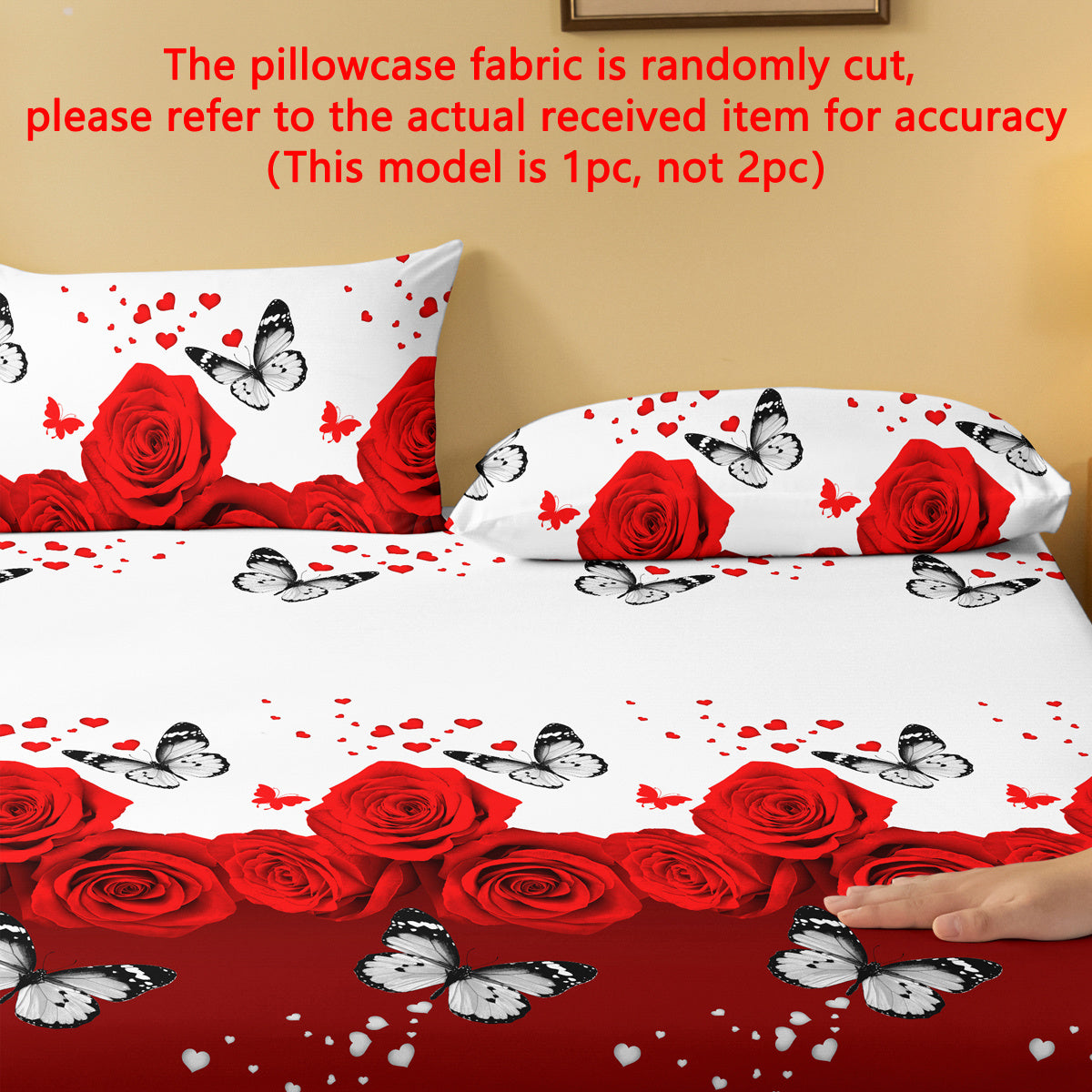 Soft Microfiber Pillow Protector with Floral Butterfly Print, Pocket Closure, 1 Piece