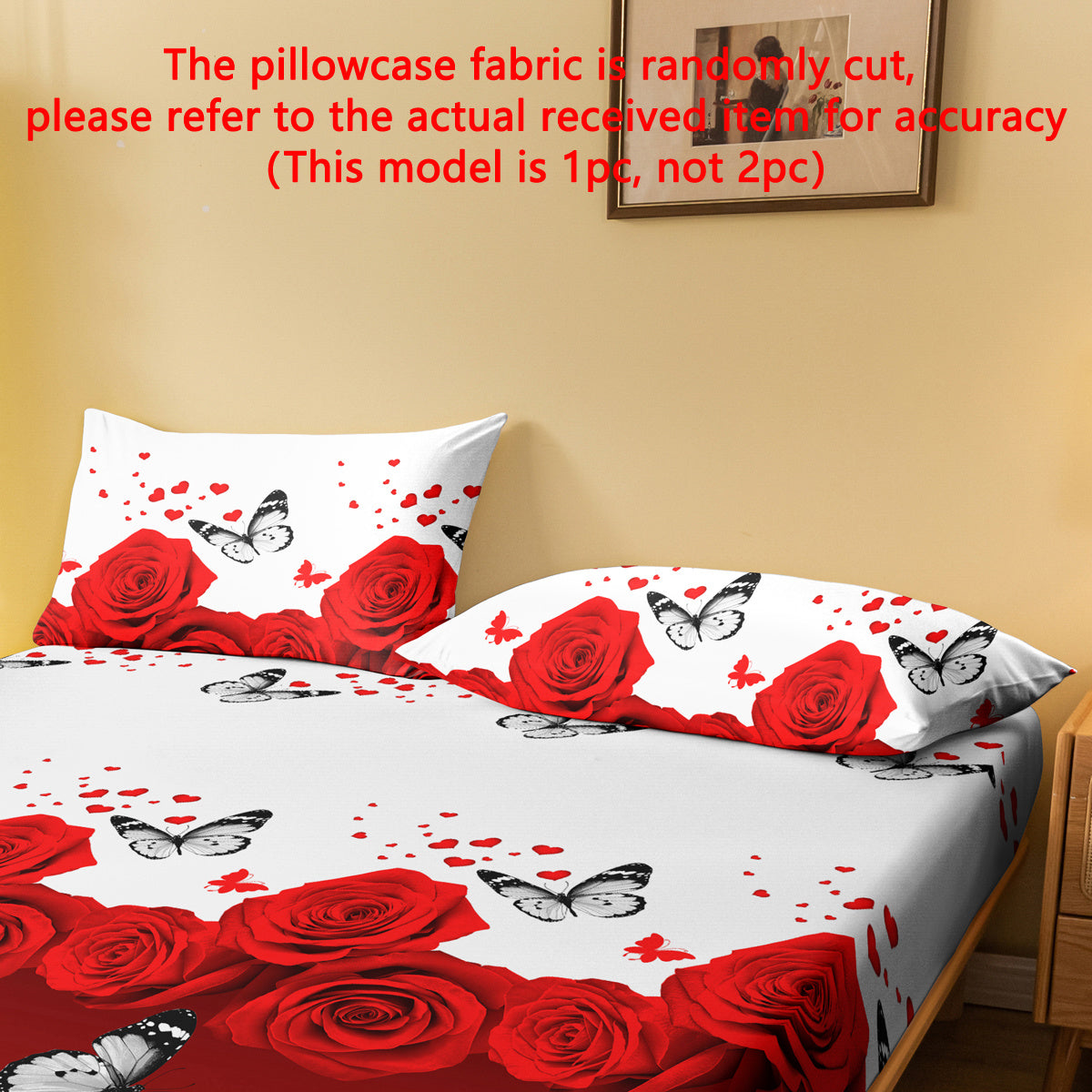 Soft Microfiber Pillow Protector with Floral Butterfly Print, Pocket Closure, 1 Piece