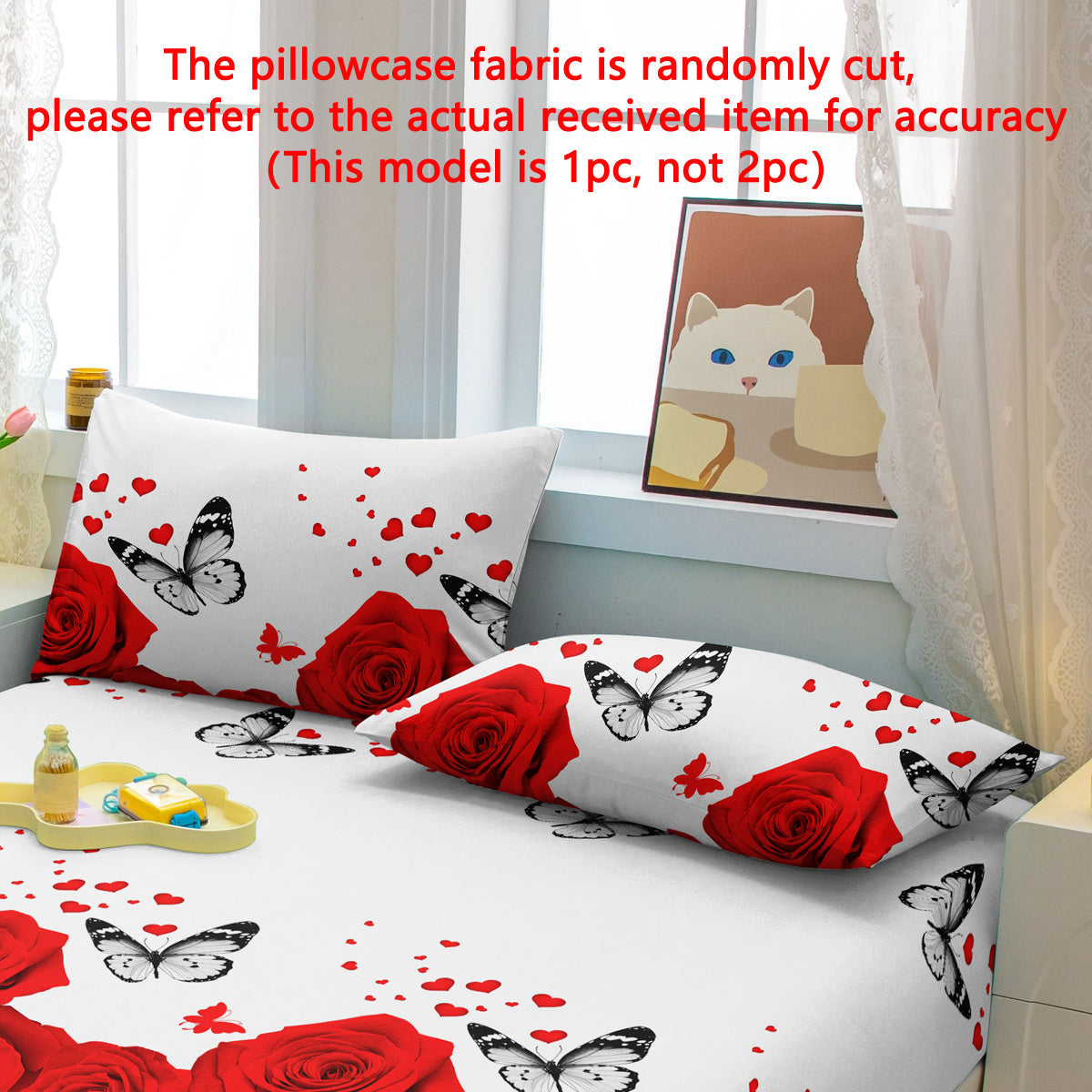 Soft Microfiber Pillow Protector with Floral Butterfly Print, Pocket Closure, 1 Piece