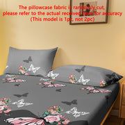 Floral Rose Butterfly Pattern Quilted Pillowcase Soft Polyester Bedroom Bedding