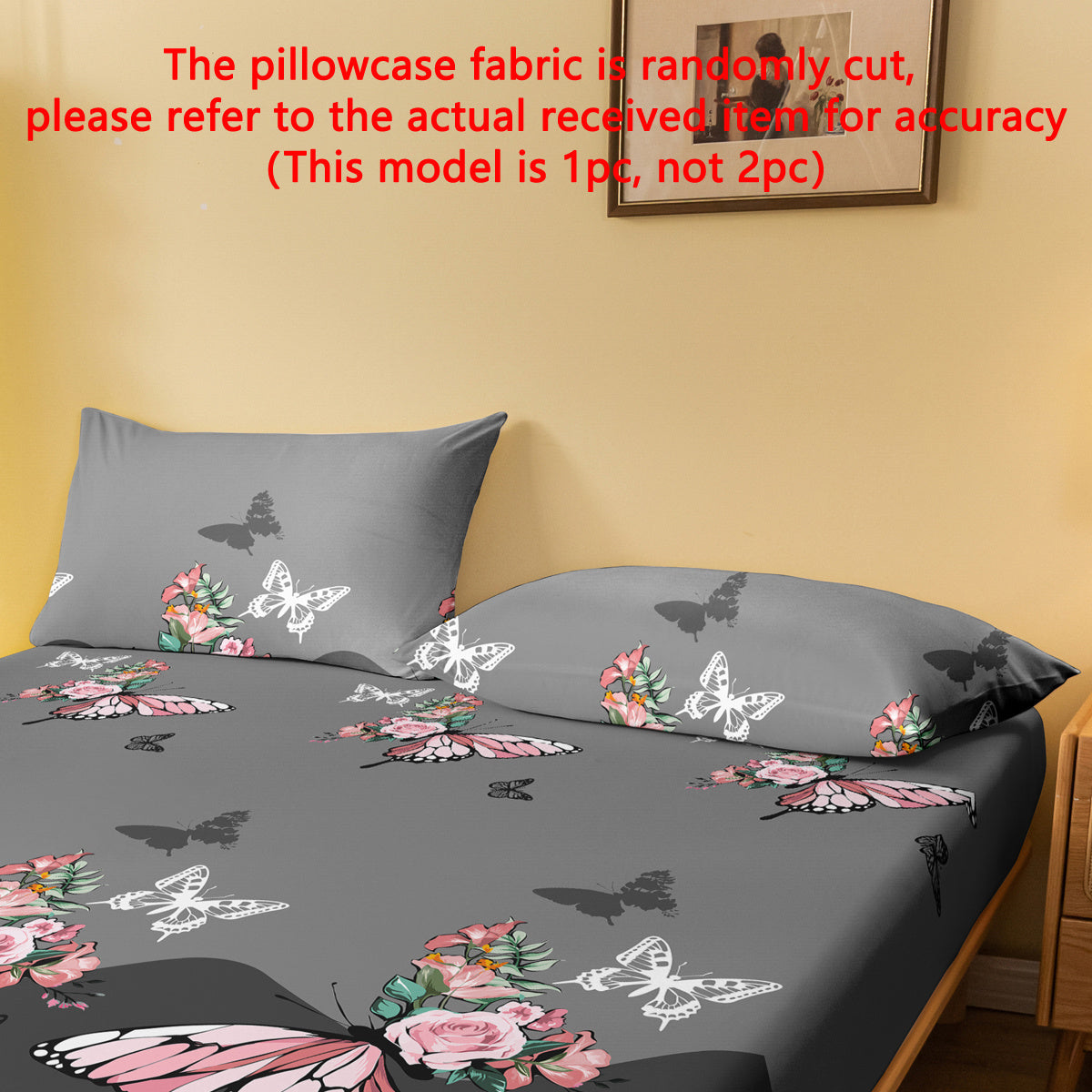 Floral Rose Butterfly Pattern Quilted Pillowcase Soft Polyester Bedroom Bedding