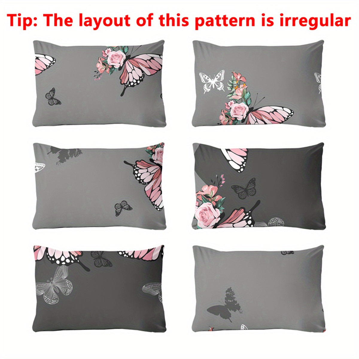 Floral Rose Butterfly Pattern Quilted Pillowcase Soft Polyester Bedroom Bedding