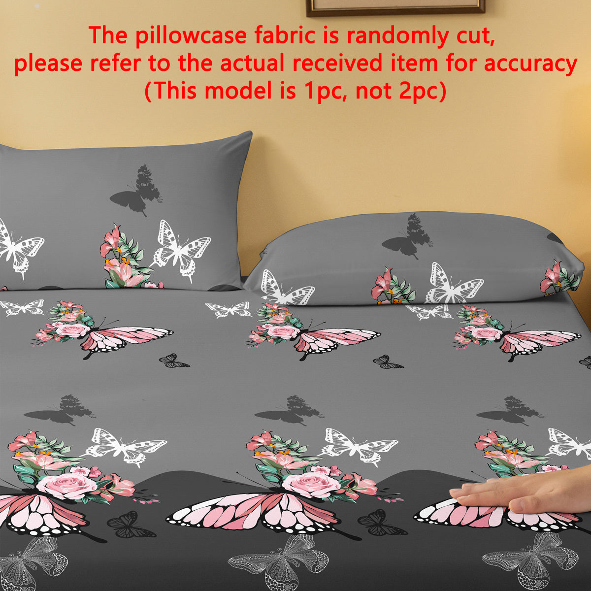 Floral Rose Butterfly Pattern Quilted Pillowcase Soft Polyester Bedroom Bedding