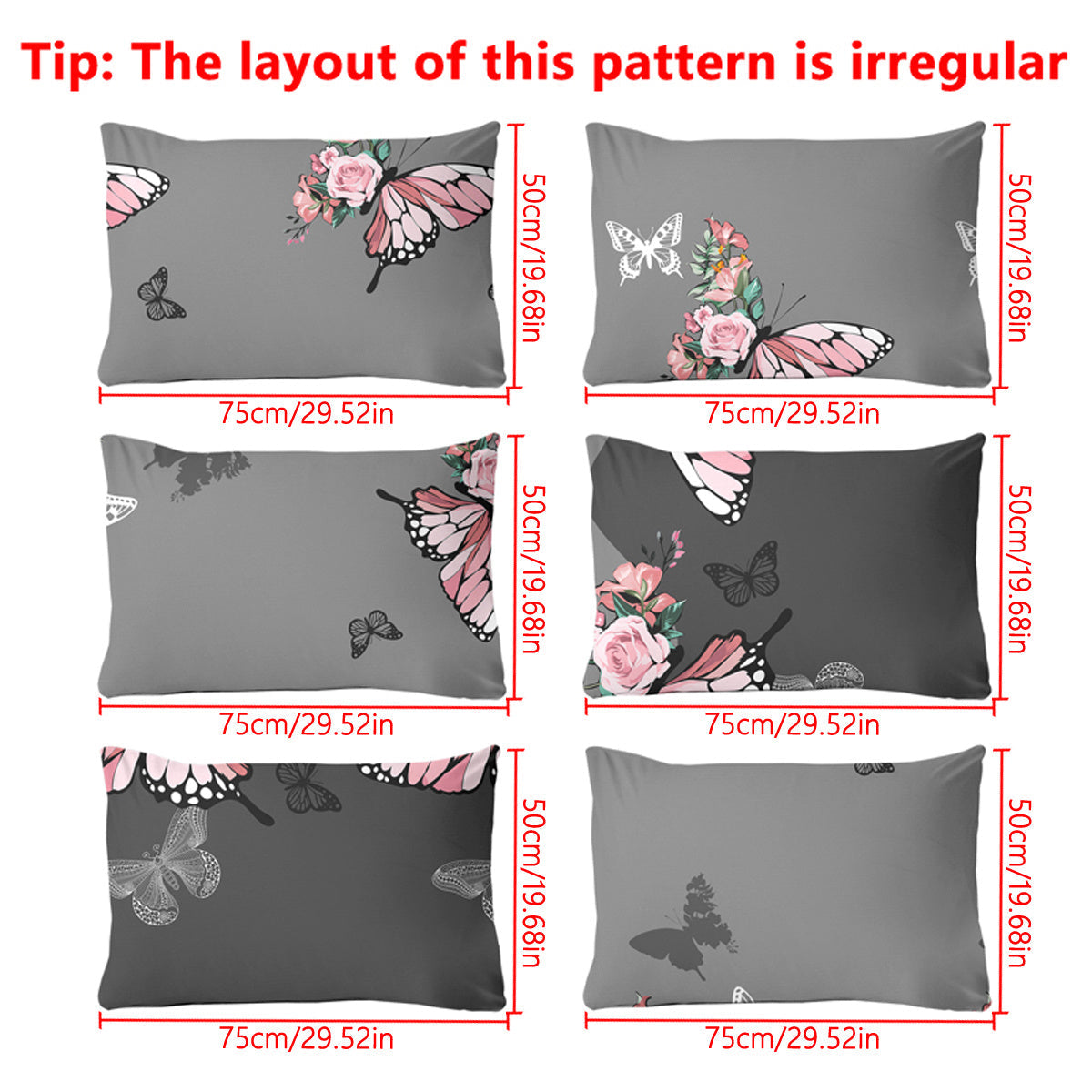 Floral Rose Butterfly Pattern Quilted Pillowcase Soft Polyester Bedroom Bedding