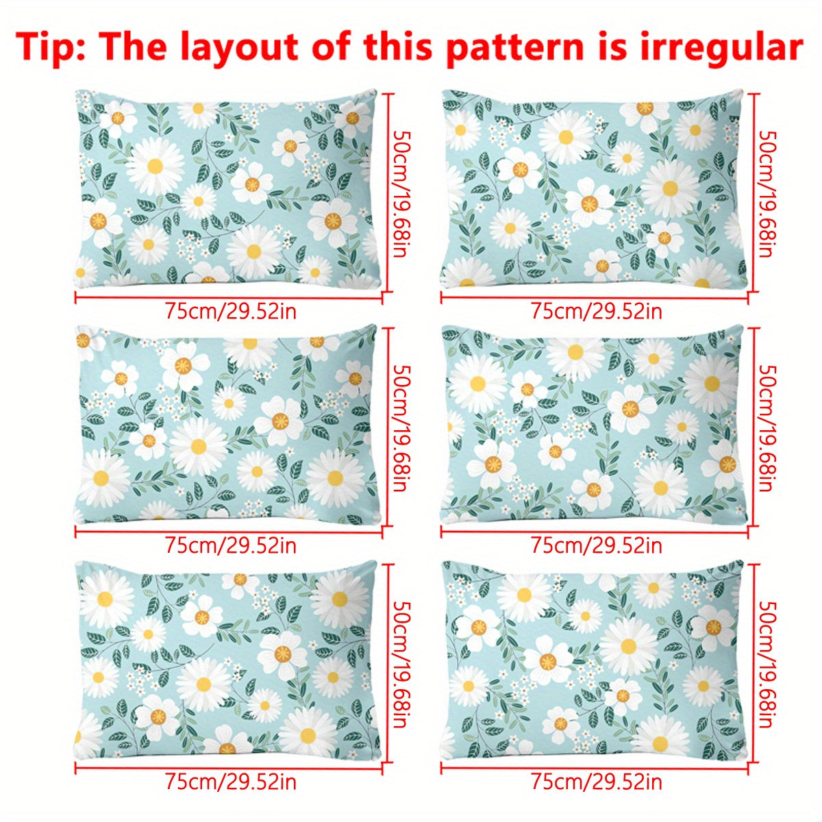 Quilted Woven Polyester Pillowcase with Floral Daisy Print, Envelope Closure, Microfiber, Machine Washable, 1 Piece