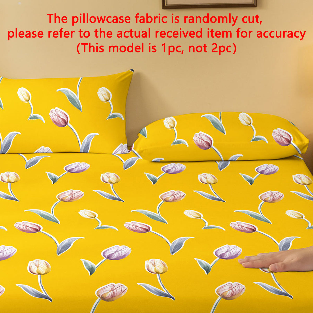 Yellow Floral Tulip Pillowcase 75cm x 50cm Soft Bedding for Bedroom