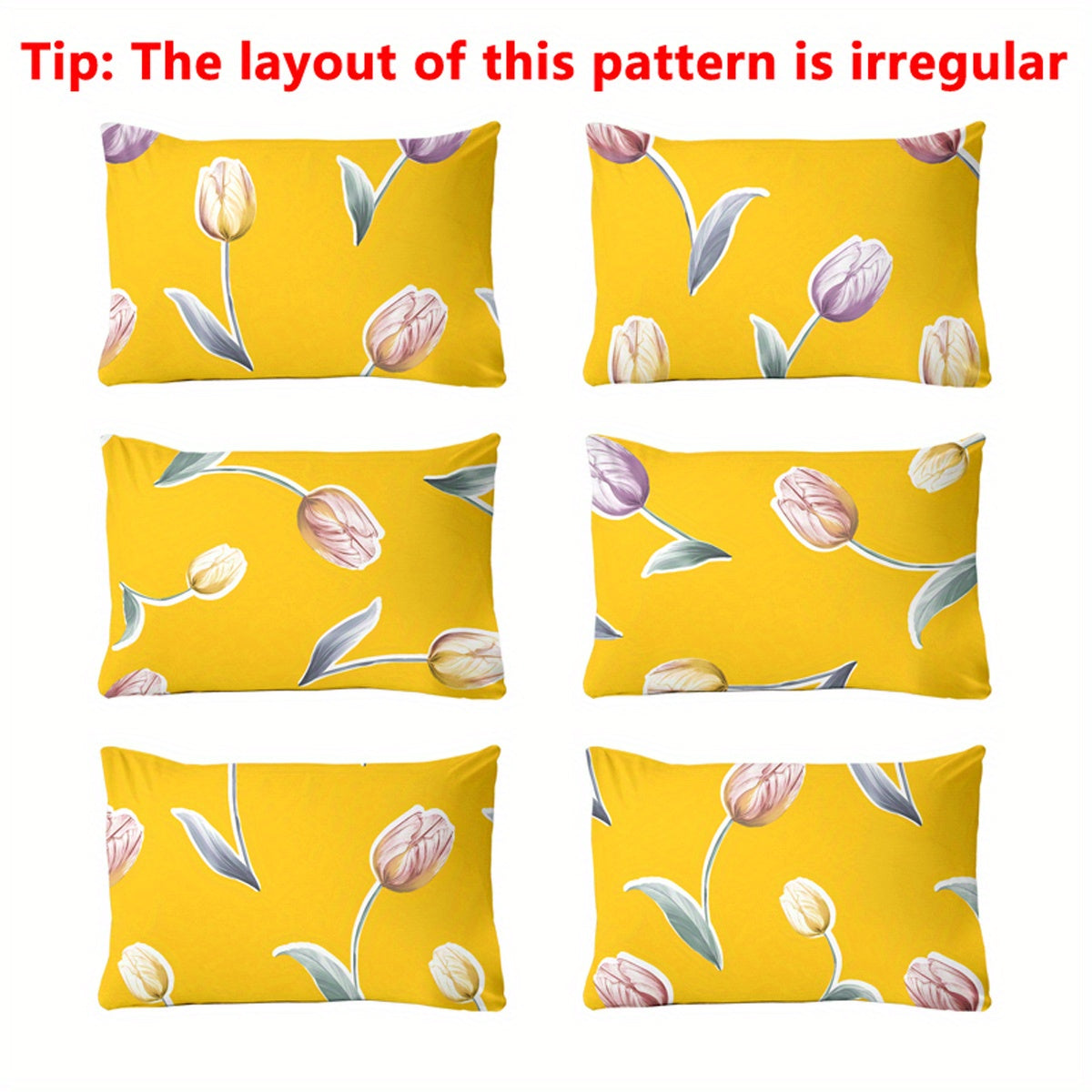 Yellow Floral Tulip Pillowcase 75cm x 50cm Soft Bedding for Bedroom